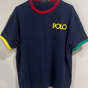 Ralph Lauren Navy Shirt with Red Collar